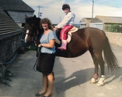 Louise riding and Tracey